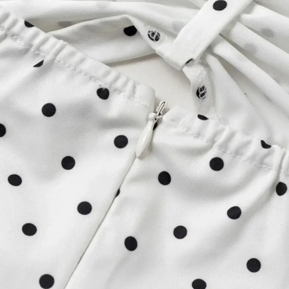 NEW! Black & White Polka Dots Cut Out Ruffle Midi Dress - Picture 9 of 11